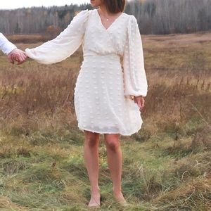Ivory Swiss Dot Sheer Sleeve Dress